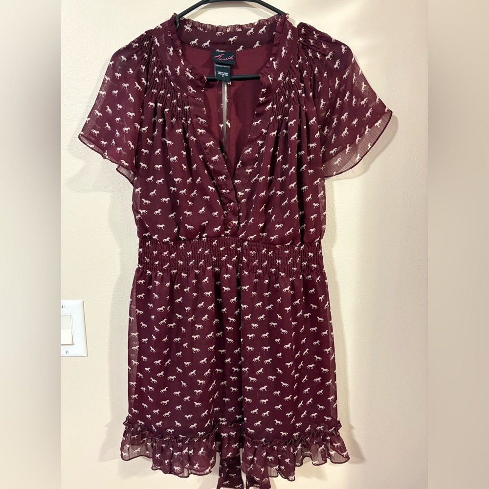 Torrid Y2K mini dress Maroon Horse Print
